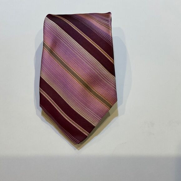 ROBERT TALBOTT Best of Class Silk Repp Tie Luxury Stripe Pink/gold/Mauve USA - Picture 1 of 6